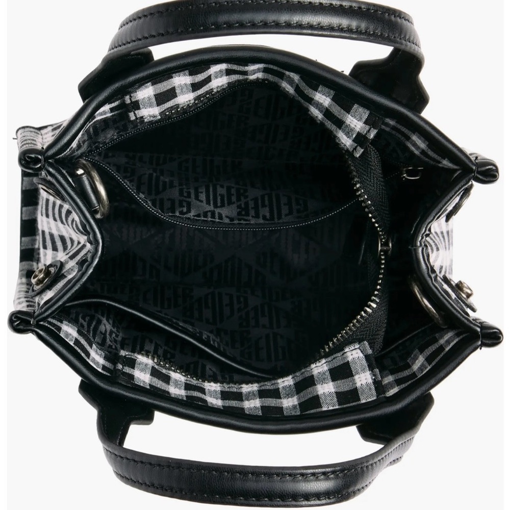 Kurt Geiger London Surrey Small Tote Bag in black-and-white gingham. - Picture 5 of 7